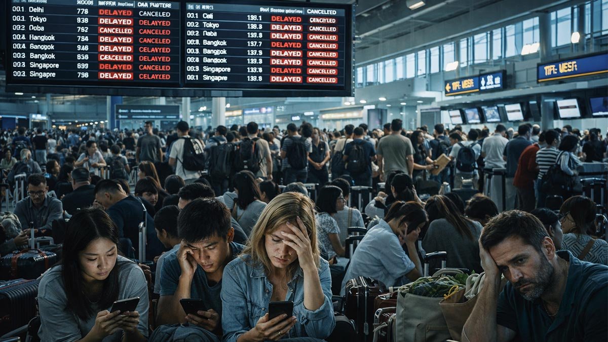 Mass Flight Disruptions Across Asia: 2,186 Delays and 134 Cancellations Hit Major Airports in India, Japan, Thailand, Malaysia, UAE, Singapore, and Qatar