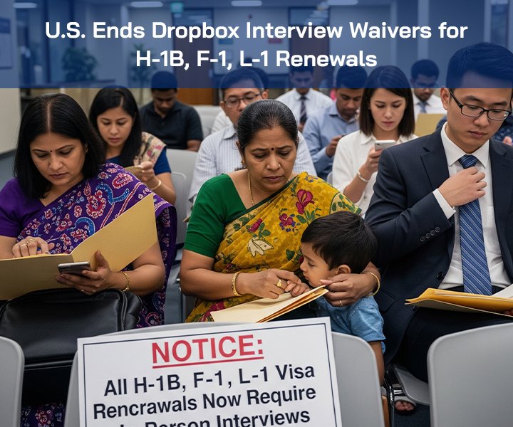 U.S. Ends Dropbox Interview Waivers for H-1B, F-1, L-1 Renewals: What Indians and Chinese Applicants Must Know