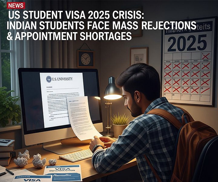 US Student Visa 2025 Crisis: Indian Students Face Mass Rejections & Appointment Shortages Before Fall Semester