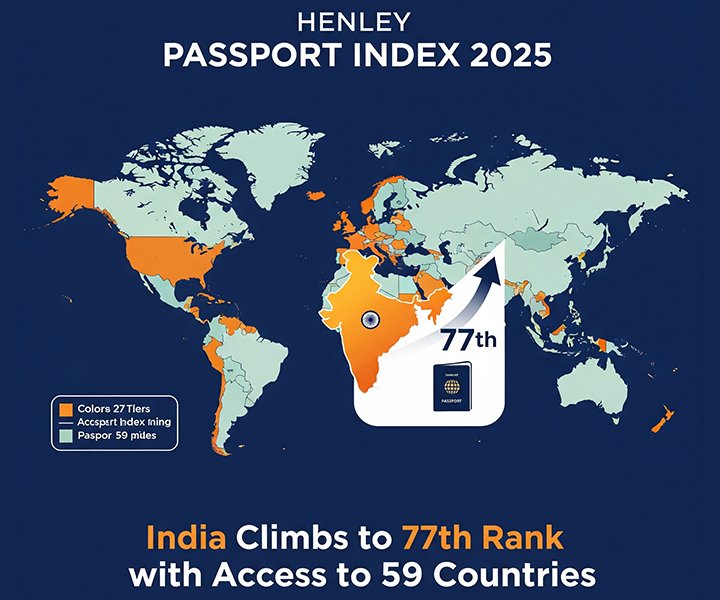 Henley Passport Index 2025: India Climbs to 77th Rank with Access to 59 Countries