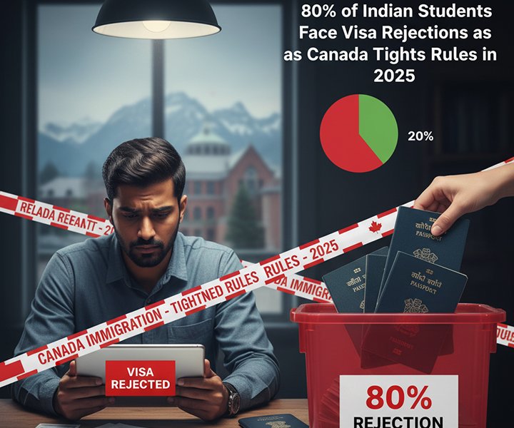 80% of Indian Students Face Visa Rejections as Canada Tightens Rules in 2025