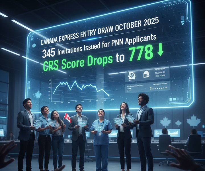 Canada Express Entry Draw October 2025: 345 Invitations Issued for PNP Applicants as CRS Score Drops to 778
